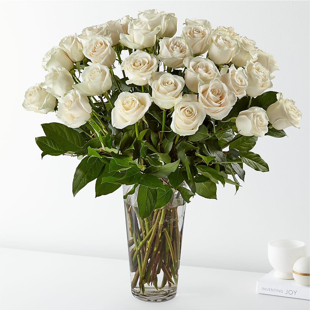 Long Stem White Rose Bouquet – Exquisite Flowers, Freeport FL