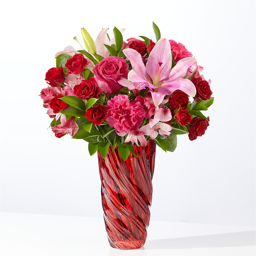 In Love Bouquet with Luxe Swirl Vase – Exquisite Flowers, Freeport FL
