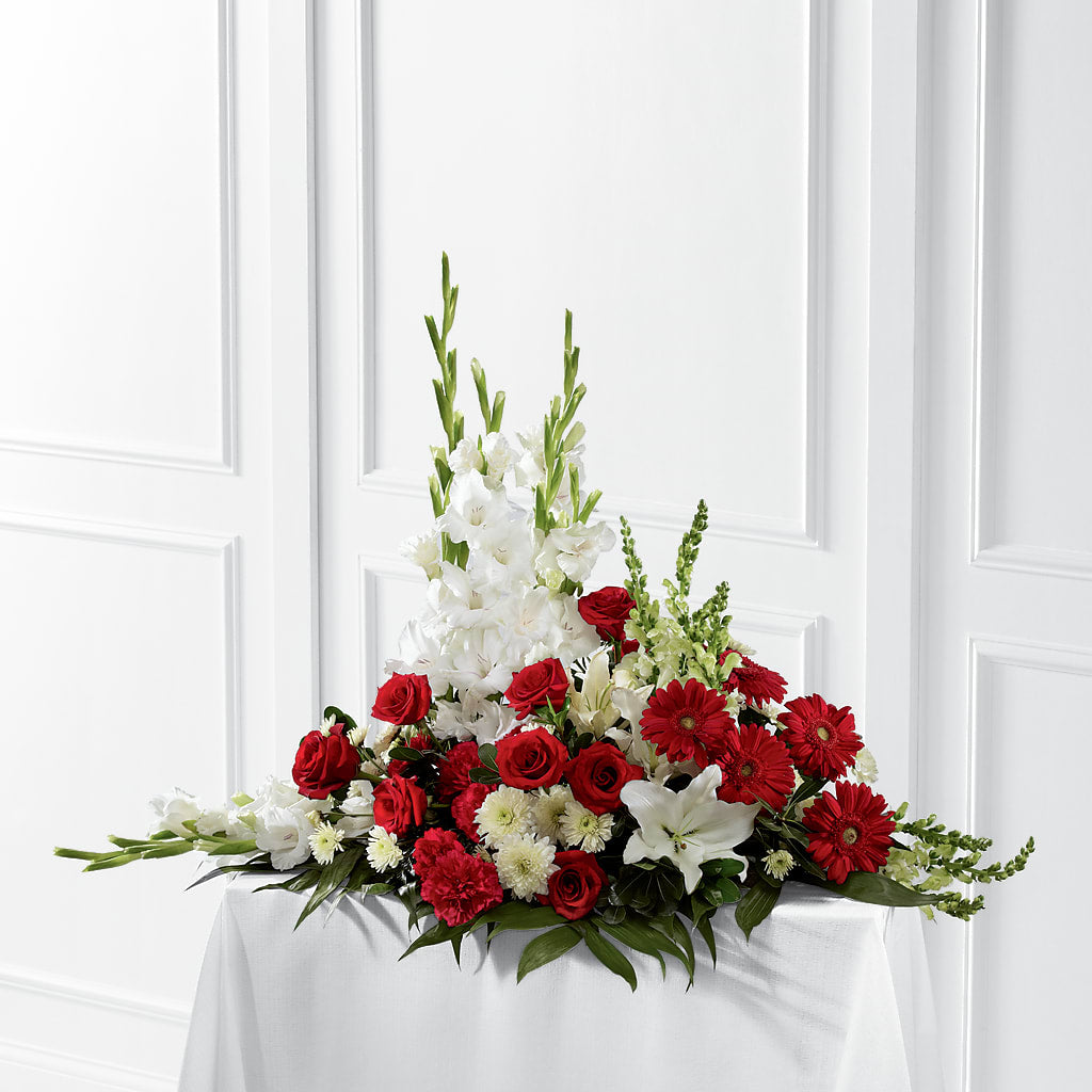 Crimson & White Arrangement – Exquisite Flowers, Freeport FL