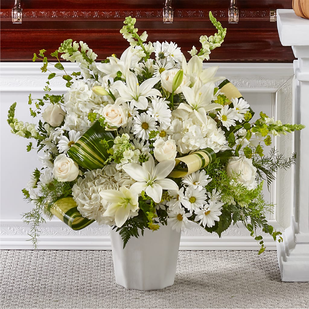 Thoughts of Tranquility Floor Basket – Exquisite Flowers, Freeport FL