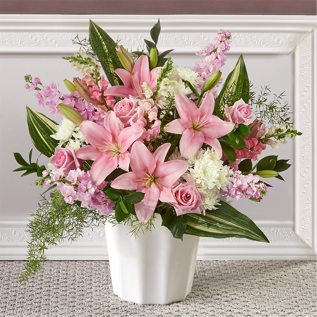 Simply Serene Floor Basket – Exquisite Flowers, Freeport FL