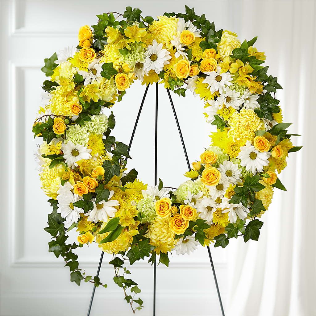 Golden Remembrance Wreath – Exquisite Flowers, Freeport FL