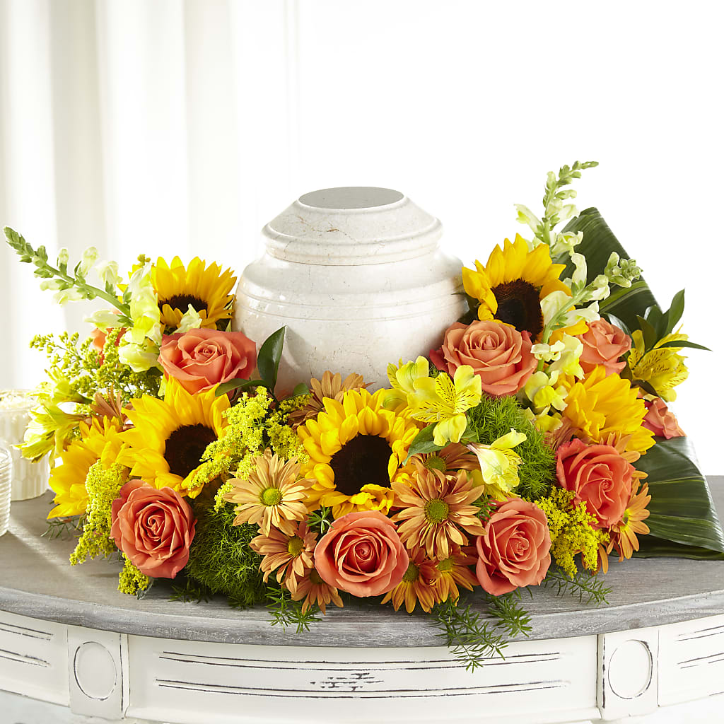 Faithful Sunflower Cremation Adornment – Exquisite Flowers, Freeport FL