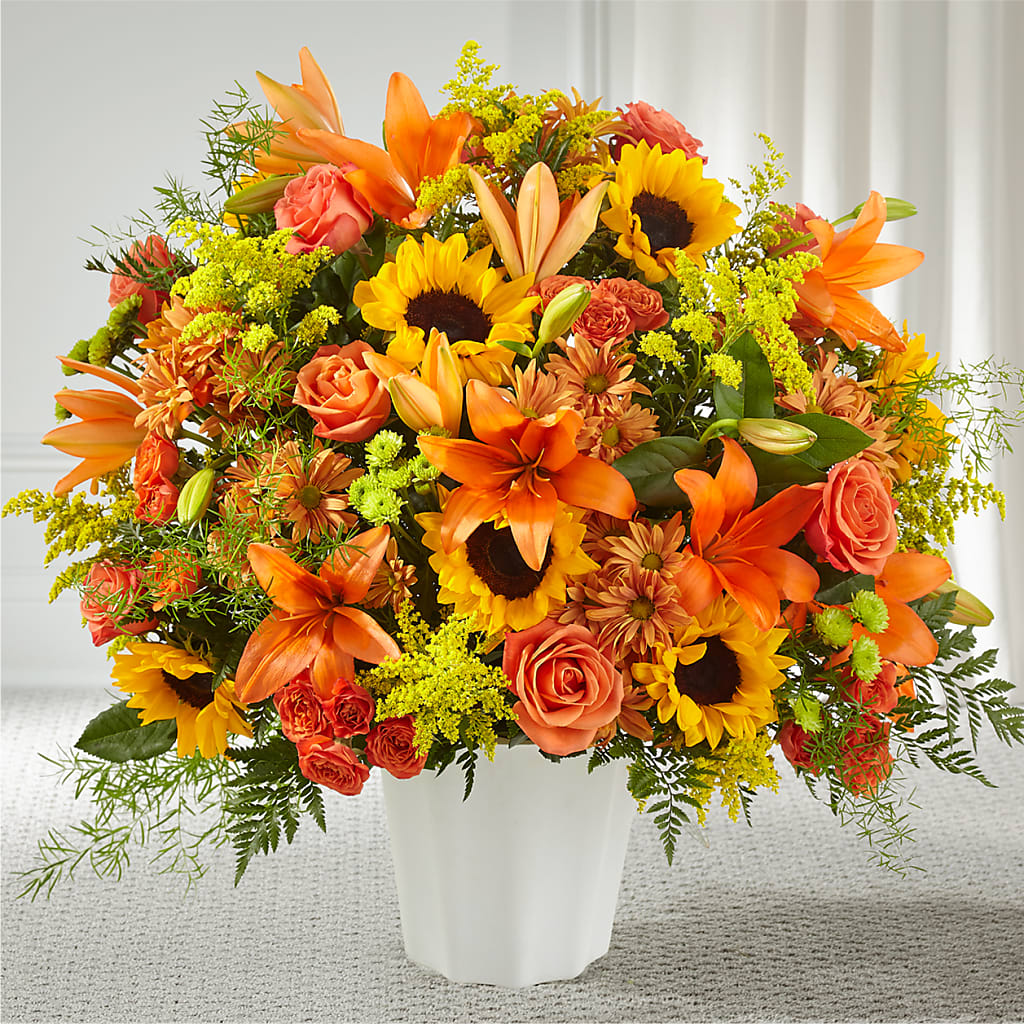 Harvest Thoughts Floor Basket – Exquisite Flowers, Freeport FL