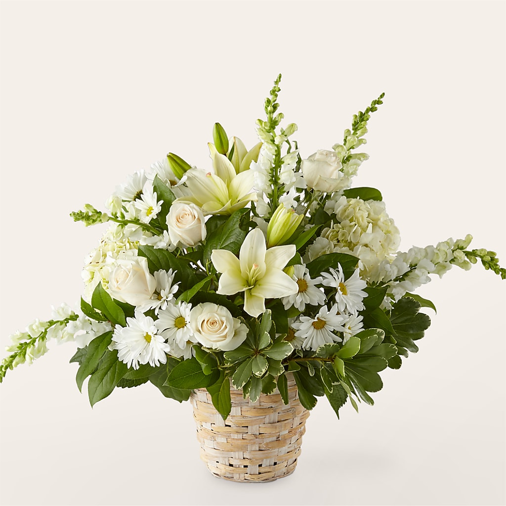 Ivory Elegance Floral Basket – Exquisite Flowers, Freeport FL