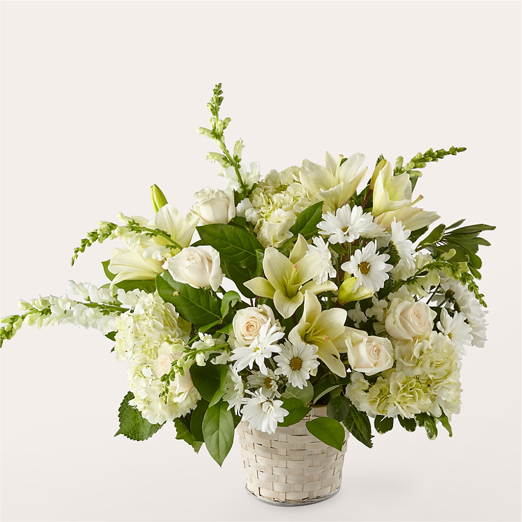 Ivory Elegance Floral Basket – Exquisite Flowers, Freeport FL