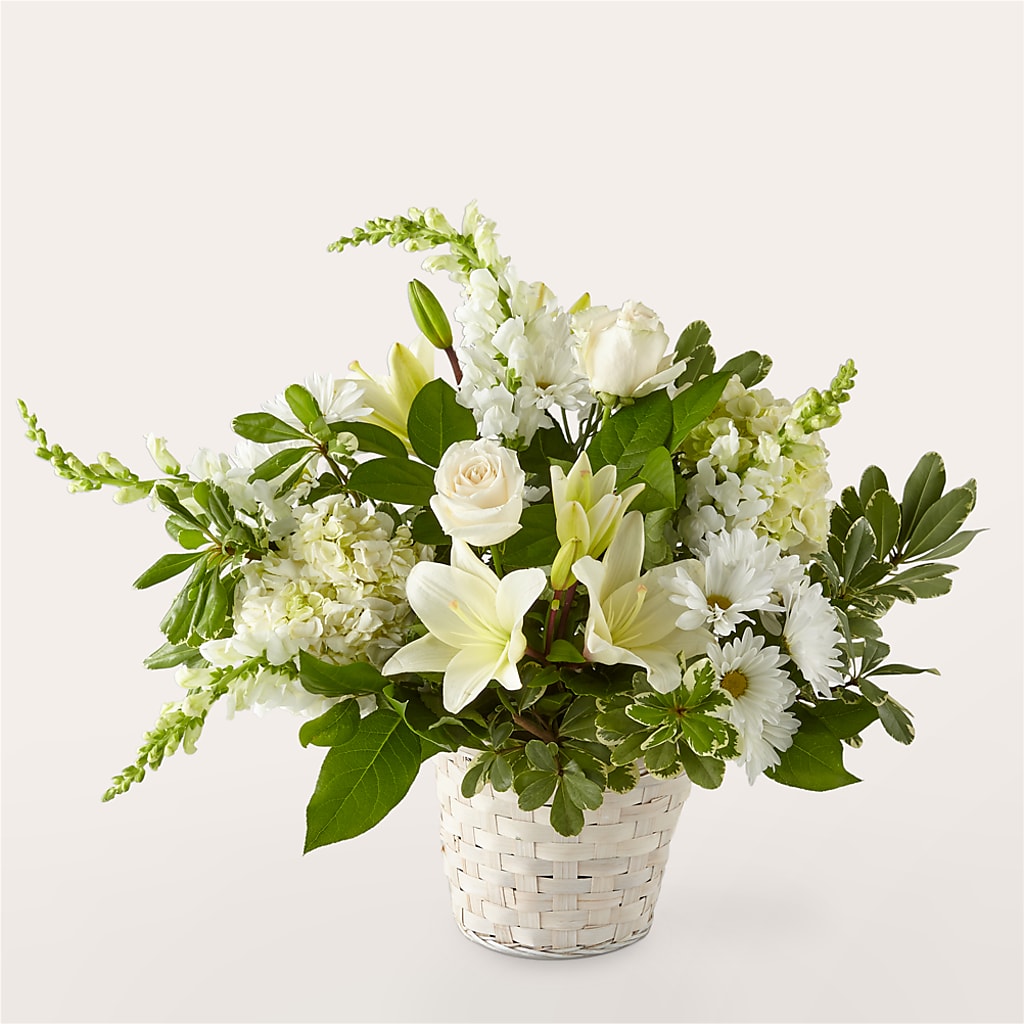 Ivory Elegance Floral Basket – Exquisite Flowers, Freeport FL