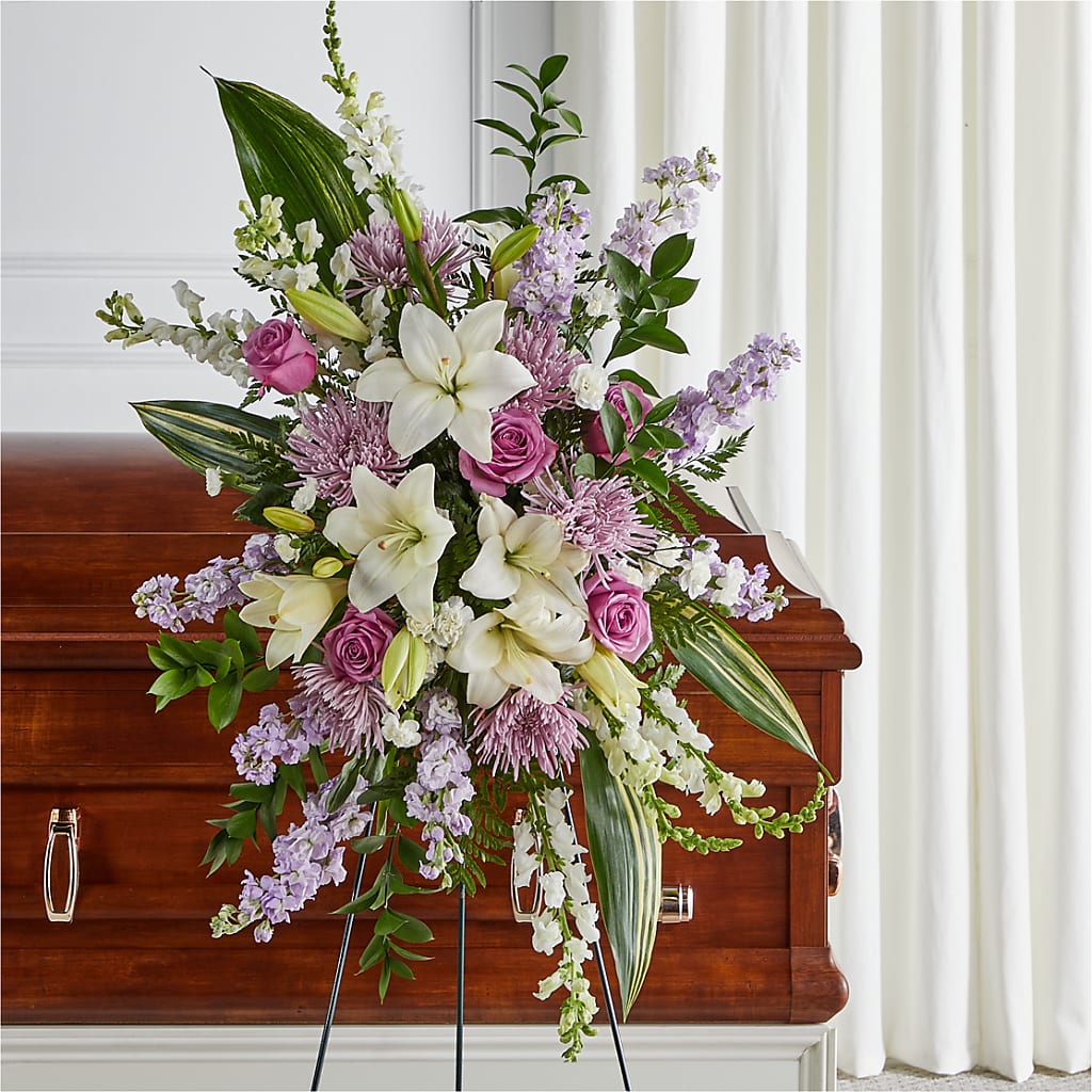 Grateful Hearts Standing Spray – Exquisite Flowers, Freeport FL