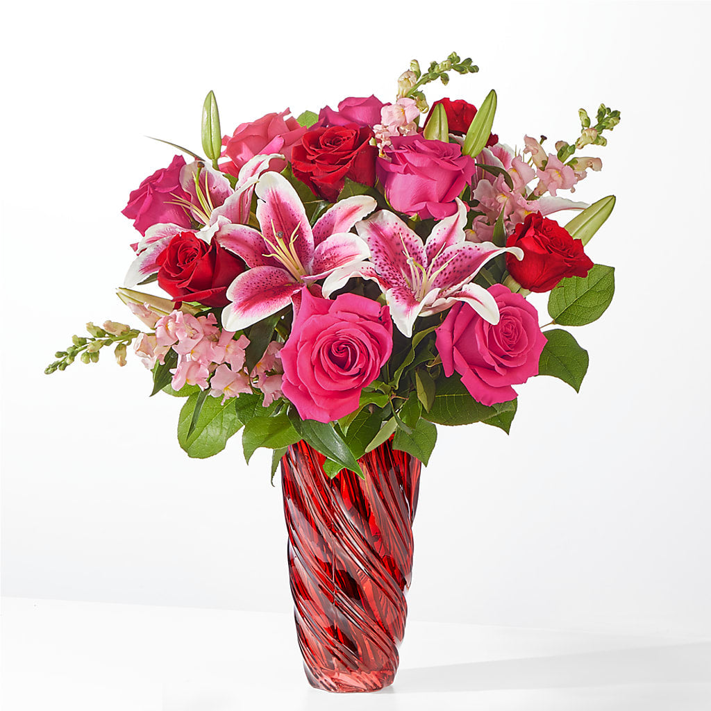 Always You Bouquet with Luxe Swirl Vase – Exquisite Flowers, Freeport FL