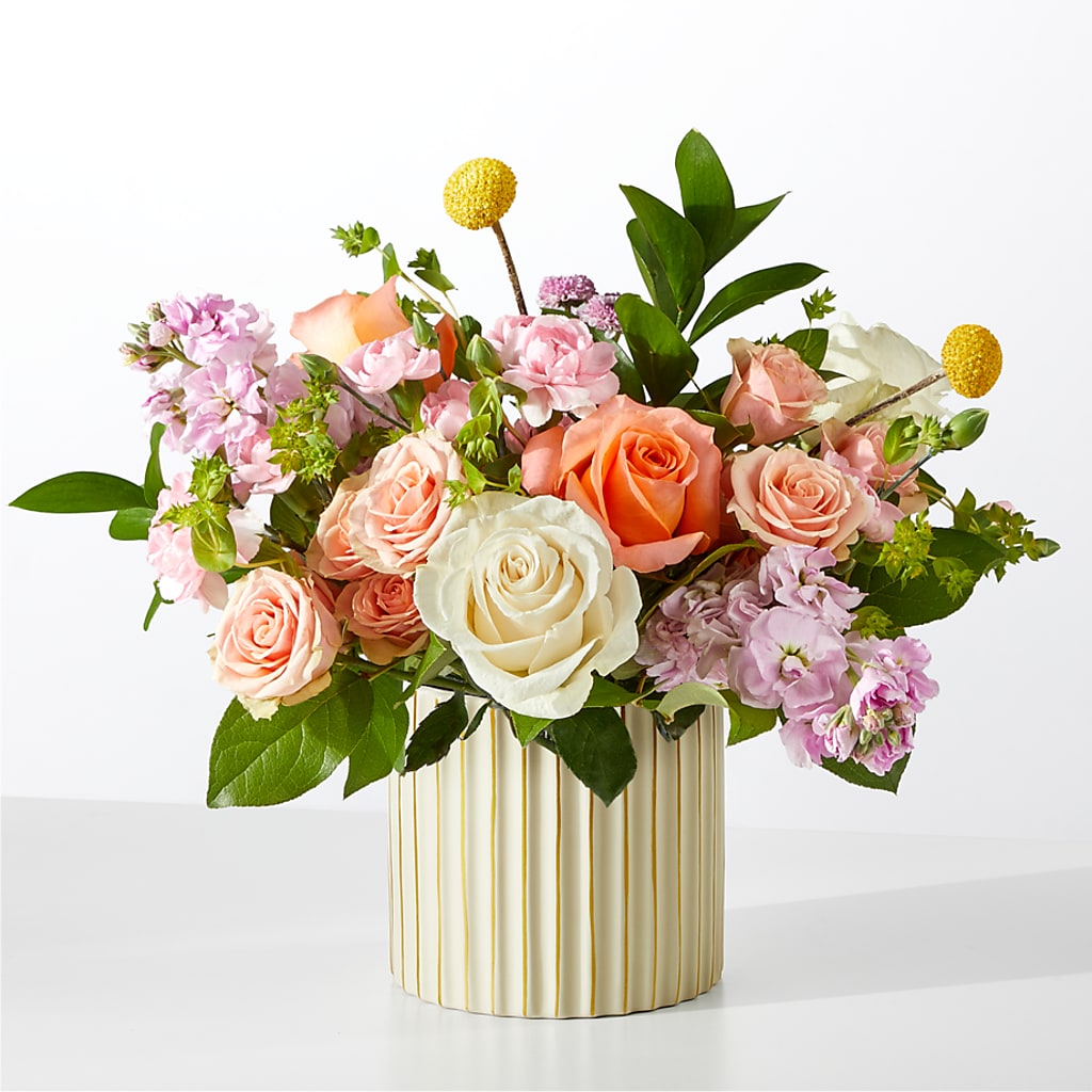 French Market Bouquet with Ivory Vase – Exquisite Flowers, Freeport FL