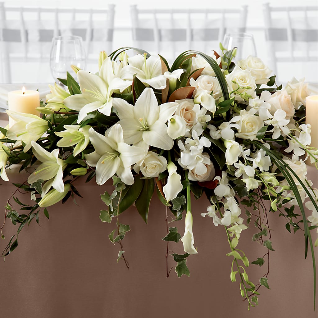 White Linen Arrangement – Exquisite Flowers, Freeport FL