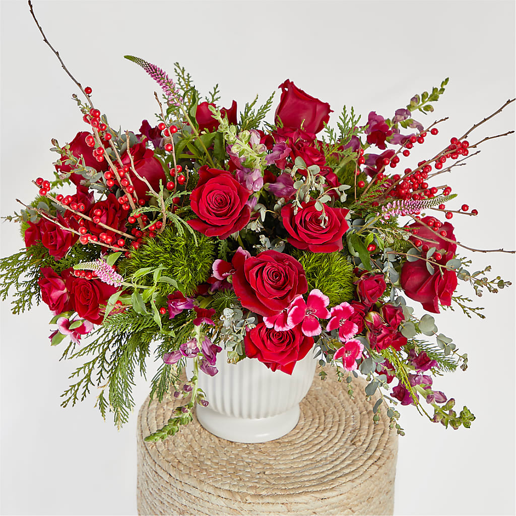 Big Red Bow Bouquet –  Exquisite Flowers, Freeport FL