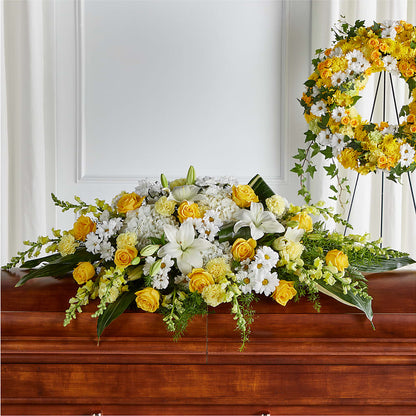 Golden Harmony Casket Spray –  Exquisite Flowers, Freeport FL