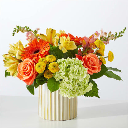 Autumn Sunshine Bouquet with Ivory Vase –  Exquisite Flowers, Freeport FL