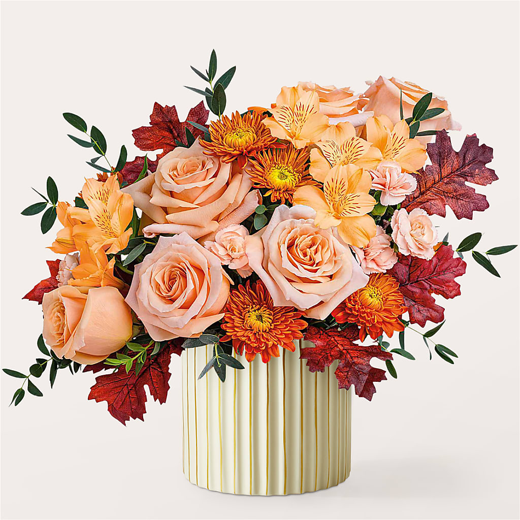 Spiced Latte Bouquet with Ivory Vase –  Exquisite Flowers, Freeport FL