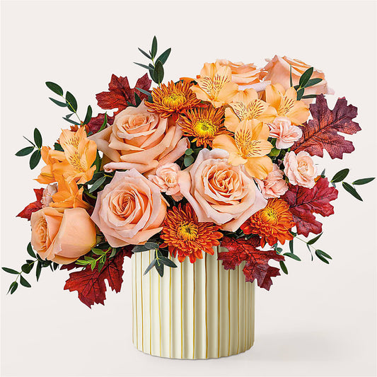 Spiced Latte Bouquet with Ivory Vase –  Exquisite Flowers, Freeport FL