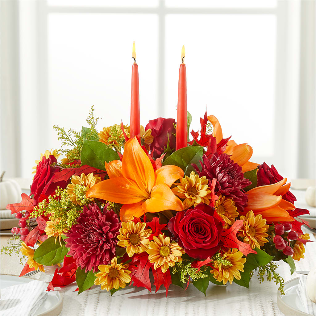 Autumn's Embrace Centerpiece –  Exquisite Flowers, Freeport FL