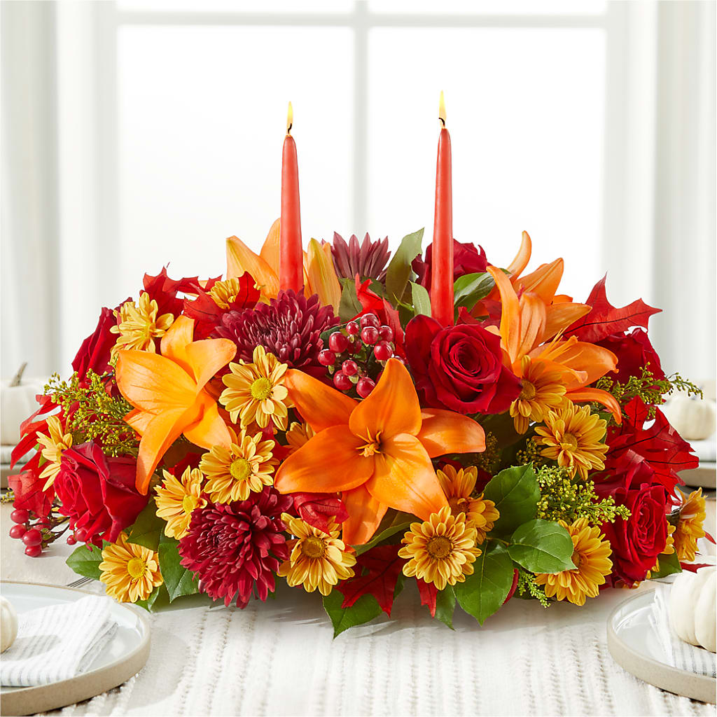 Autumn's Embrace Centerpiece –  Exquisite Flowers, Freeport FL
