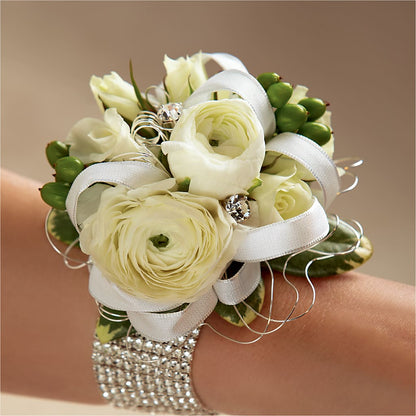 White Wedding Corsage –  Exquisite Flowers, Freeport FL